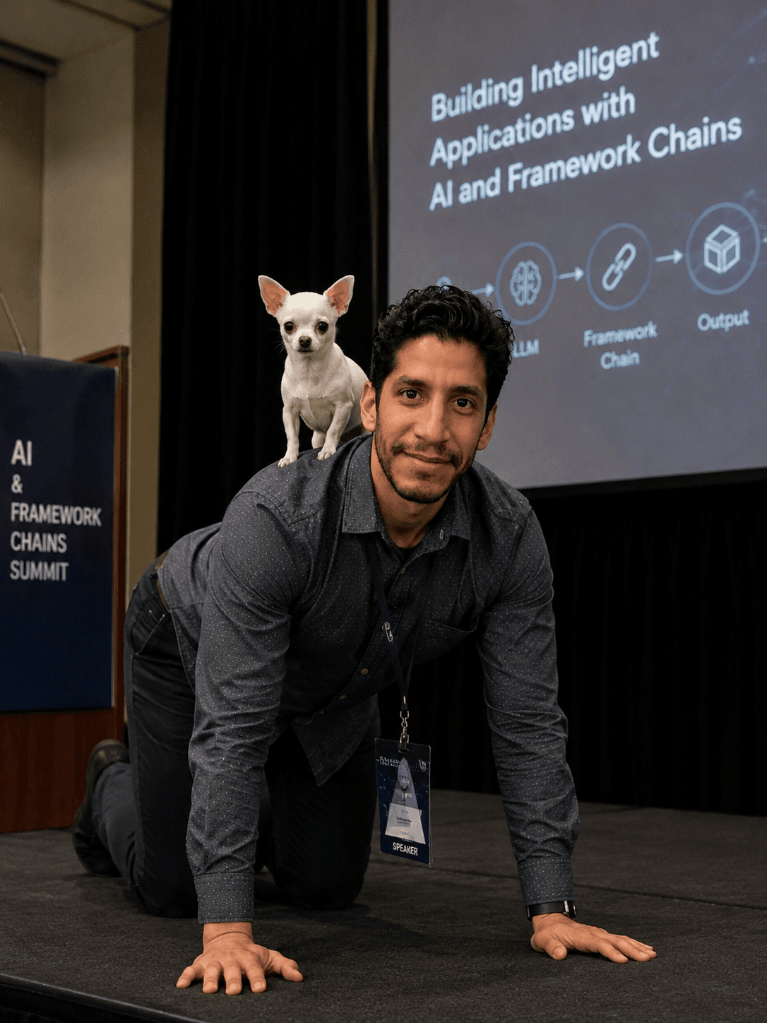 Camilo González speaking at an AI summit